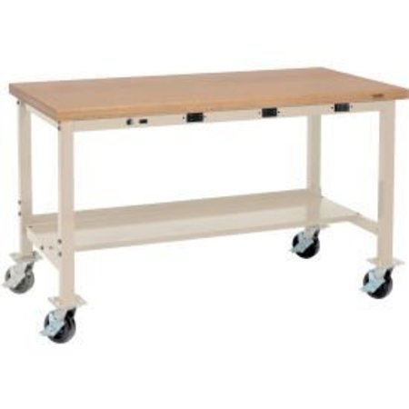 GLOBAL EQUIPMENT 72 x 30 Mobile Production Workbench - Power Apron - Shop Top Safety Edge Tan 249146HBTN